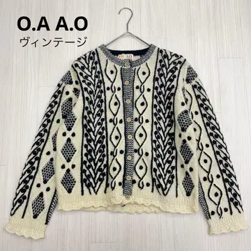 O.A A.O 빈티지 크루넥 울 니트 가디건