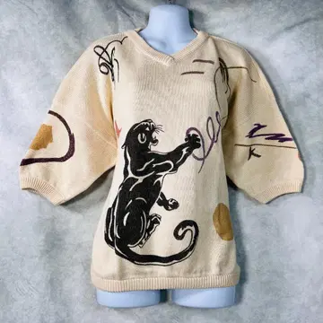 [ Krizia ] 썸머 스웨터 팬서 애니멀 현행 오버 사이즈 L~XL