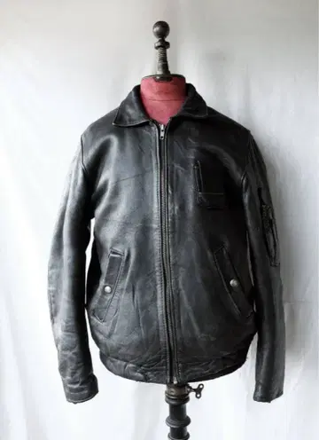 80s 프랑스군 플라이트 자켓 시어링 가죽