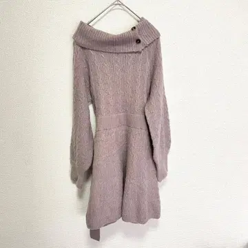 CECIL McBEE 케이블 니트 원피스 핑크 베이지 M 사이즈