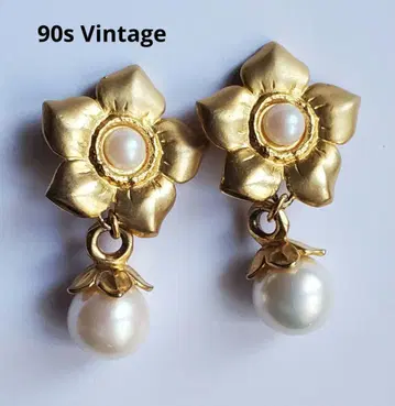 90s 빈티지 플라워 드롭 귀찌 주얼리