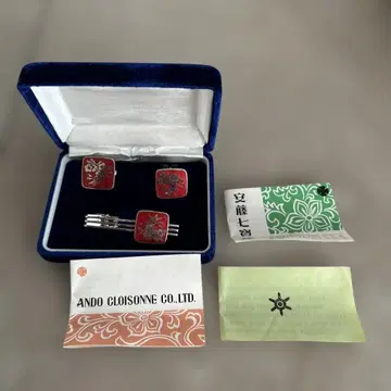 안도 칠보 칠보 세공 커프스 넥타이핀 세트 도쿄도의회 기념품 새상품