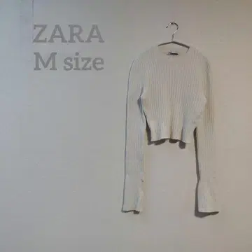 자라 [ M ] 화이트 스웨터 니트 스타일리시 귀여운 캐주얼 리브