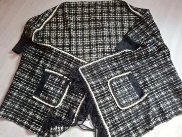 트위드풍 프린지 판초