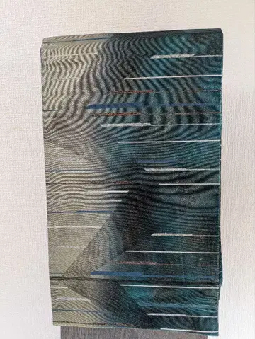 파랑과 은색 라메 믹스 후쿠로 오비