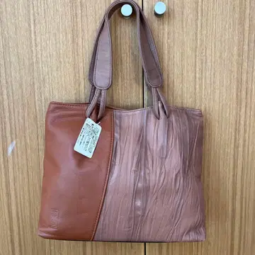 [교토 신장] 브라운 가죽 2톤 핸드백