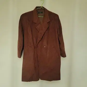 브라운 롱 코트 허리 벨트 포함