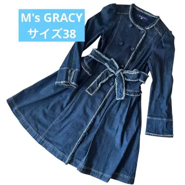 엠즈 그레이시 데님 롱 코트 노카라 사이즈 38