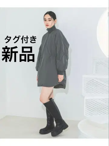 JEANASIS 자수 퍼 미니 원피스 차콜 그레이 지나시스