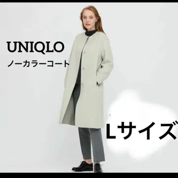 새상품급 유니클로 더블 페이스 노카라 코트 그린