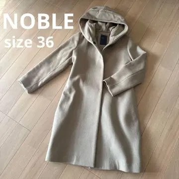 NOBLE 후드 부착 울 코트 베이지 사이즈 36