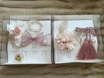 머리 장식 세트 핑크 계열 성인식 시치고산