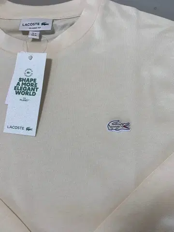LACOSTE 베이직 롱 슬리브 T셔츠 US M 크림