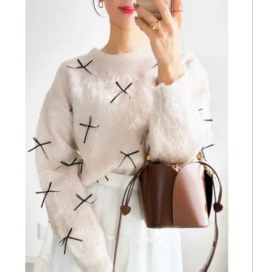 안도도토노스탤지어 [ ZOZO 한정판 ] 울 터치 리본 풀오버