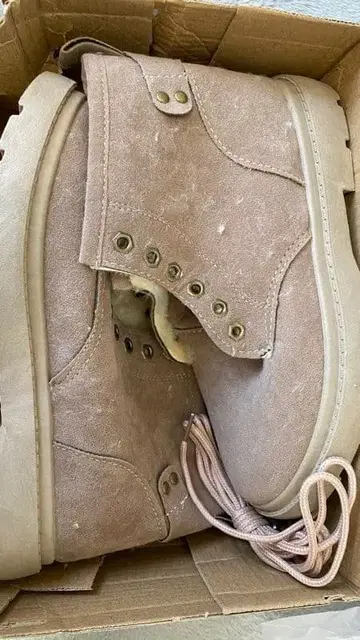 핑크 스웨이드 하이컷 워크 부츠