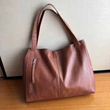 브라운 가죽 토트백