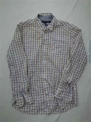 타미힐피거 체크 무늬 클래식 핏 긴팔 셔츠 남성용 L