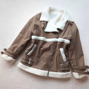 dazzlin 무스탕 보아 자켓 브라운 스웨이드