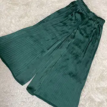 BRAHMIN 새틴 플리츠 와이드 팬츠 그린 36 깔끔 고급