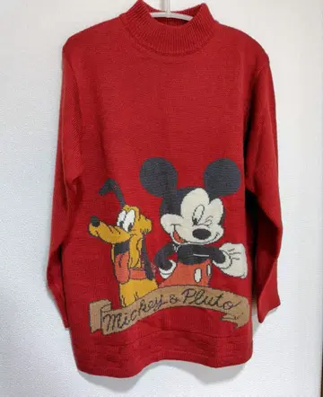 미키 플루토 터틀넥 니트 스웨터 빈티지