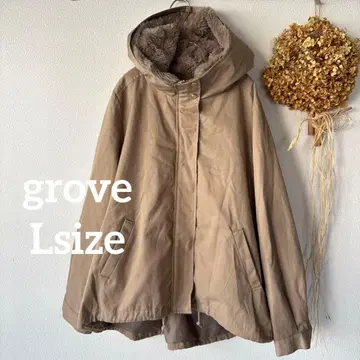 [그로브] L 사이즈 퍼 탈부착 가능 후디 점퍼 브라운