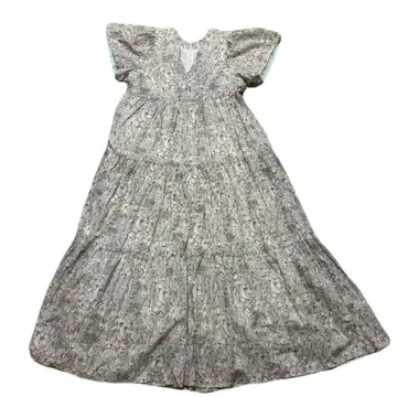 OBLI 민트 그린 V넥 티어드 원피스