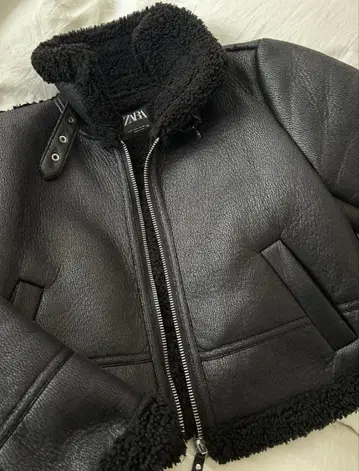 ZARA 더블 페이스 라이더스 보아 자켓