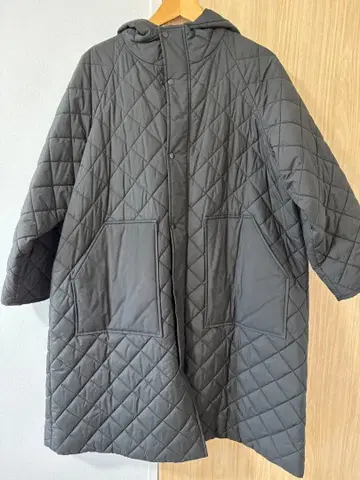 yori 퀼팅 후드 부착 롱 코트