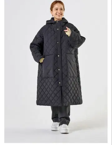 yori 퀼팅 후드 부착 롱 코트