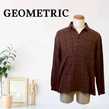 zG578 [ L ] GEOMETRIC 긴팔 피케 셔츠 체크 무늬
