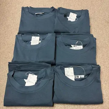 유니클로 U 에어리즘 코튼 차콜 그레이 6개 세트 5부 기장 L 사이즈