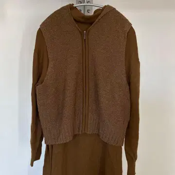 CORDIER 코르디아 브라운 니트 원피스 베스트 세트 일본제