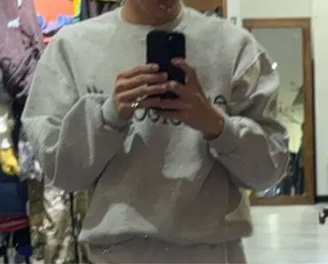 러셀 애슬레틱 프린트 그레이 맨투맨