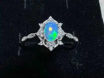 오팔 꽃 모티브 반지 실버 925