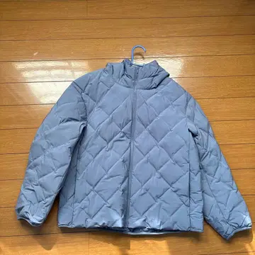 유니클로 우먼 퍼프 테크 후드티 스카이블루 XL