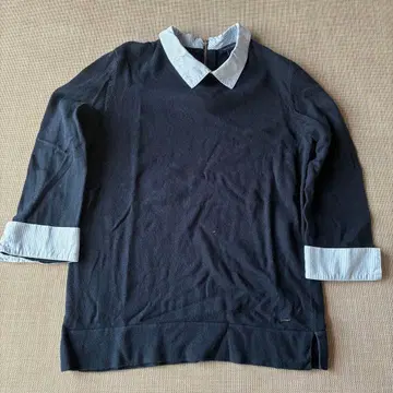 스웨터 레이어드 스타일 네이비