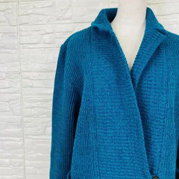 토요코 사이토 가디건 니트 M 터콰이즈 블루 [1976 19