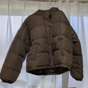 브라운 숏 다운 자켓