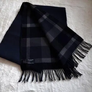 BLACK LABEL 캐시미어 100% 머플러 체크 무늬