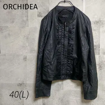 ORCHIDEA [ L ] 가죽 자켓 블랙 프릴 일본제