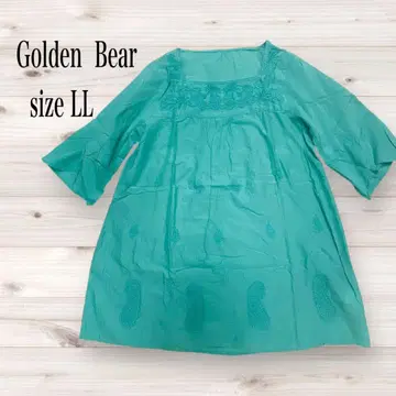 Golden Bear 그린 동양풍 튜닉 LL 5부 소매 얇은 소재