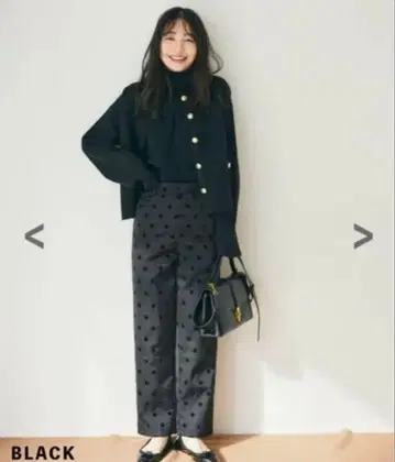 베이스먼트 온라인 플로키 도트 팬츠 블랙