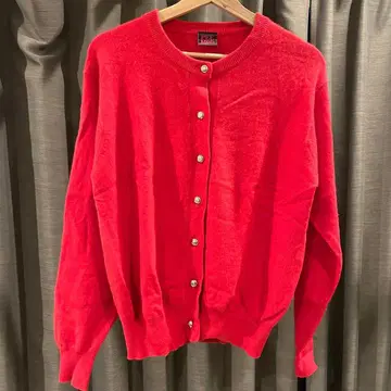 빨간색 캐시미어 울 100% 니트 가디건