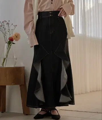 mideal / 프릴스 머메이드 데님 스커트M