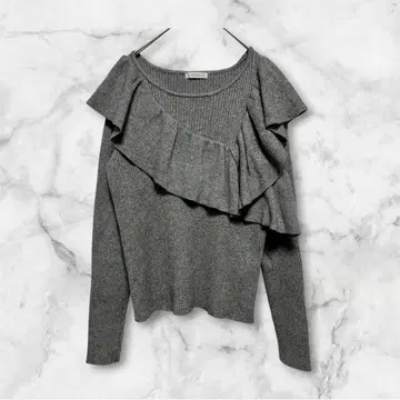 Te chichi 긴팔 리브 니트 비대칭 프릴 그레이 Free