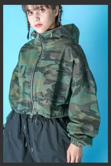 ankoROC-크롭 카모플라주 카모플라 패턴 자켓 UNISEX 후드티