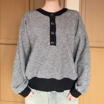 빈티지 두꺼운 원단 니트 도트