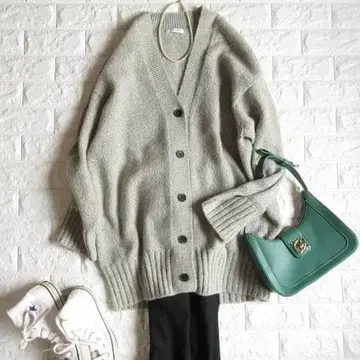 투모로우랜드 맥피 고급 질론 라무즈 울 니트 가디건 그린