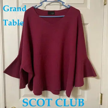 SCOTCLUB/Grand Table 버건디 V넥 7부 소매 니트