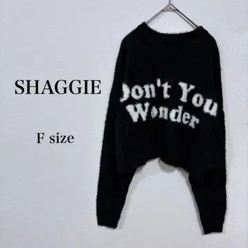 SHAGGIE 프론트 메시지 샤기 니트 프리 사이즈